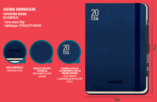 Agenda Giornaliera Spiralata blu - 15x21cm [cod. 62580D] - Mitama